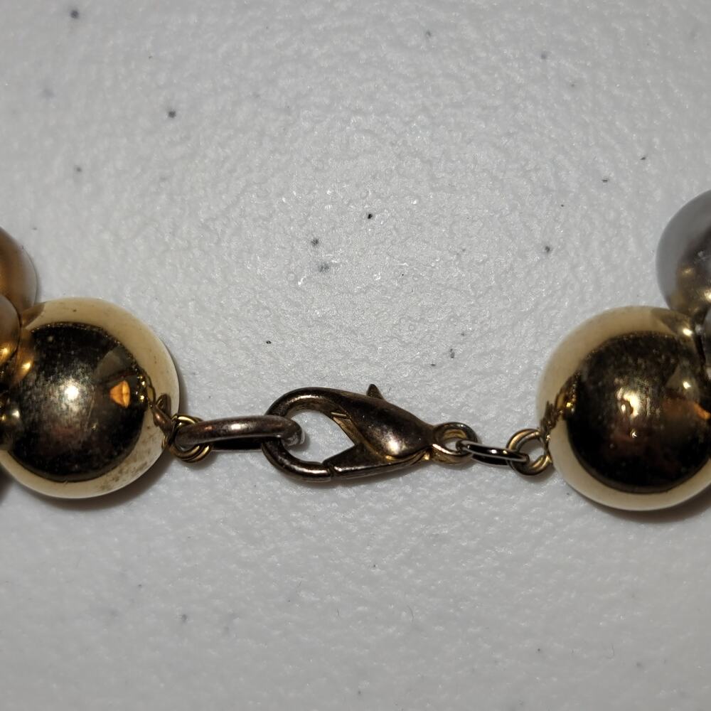VTG c1980 Bold Beaded 4-Strand Bronze Gold Silver & Graphite Layered Necklace - Picture 3 of 4